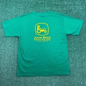 John Deere comedy "JOHN BEER" Puerto Vallarta Mexico T-shirt Vintage green